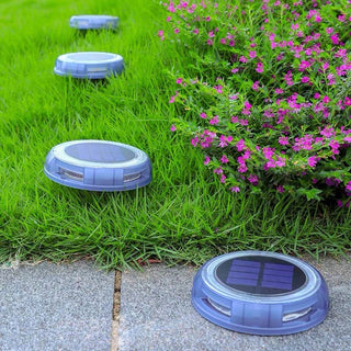 Solar Powered 4-Light Deco Clear LED In-Ground Light, Warm White