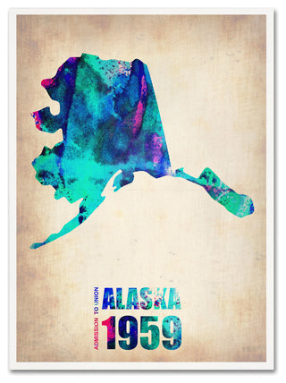 'Alaska Watercolor Map' Canvas Art by Naxart