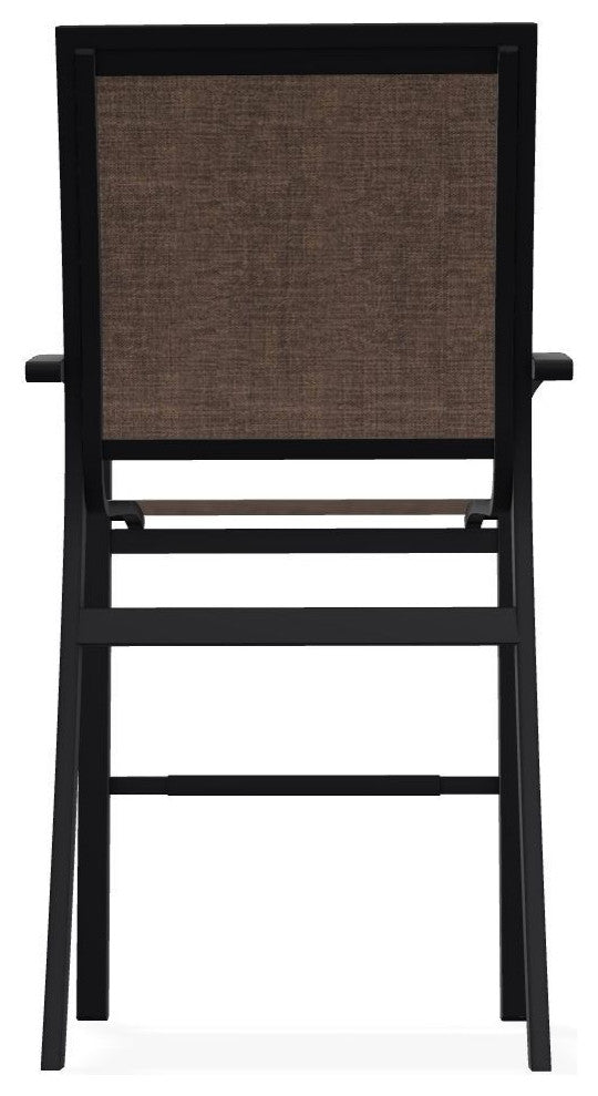 Kendall Sling Bar Height Stackable Outdoor Stool, Mocha/Black