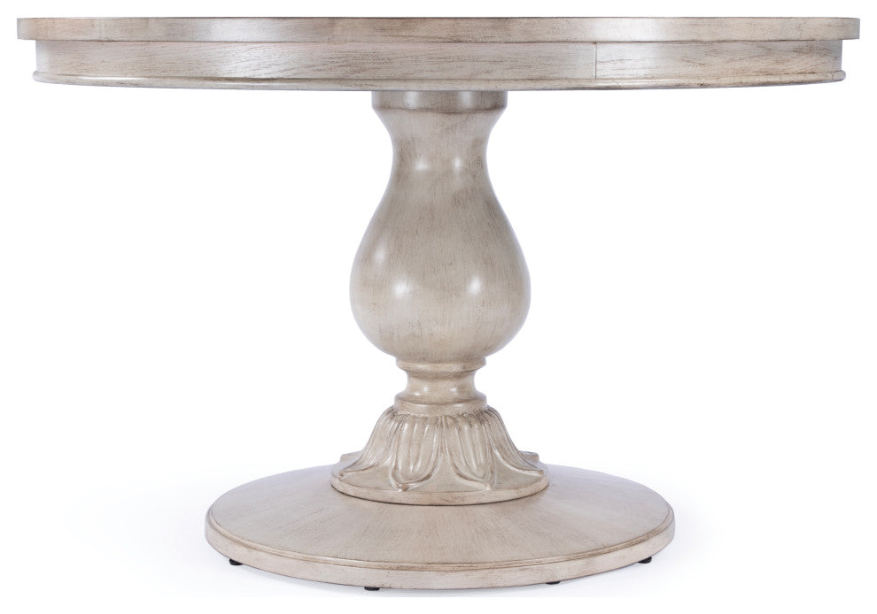Evie 48" Round Pedestal Dining Table, Driftwood