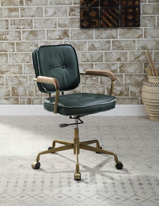 Siecross Office Chair, Emerald Green Leather