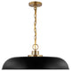 Colony 1-Light Large Pendant, Matte Black With Burnished Brass
