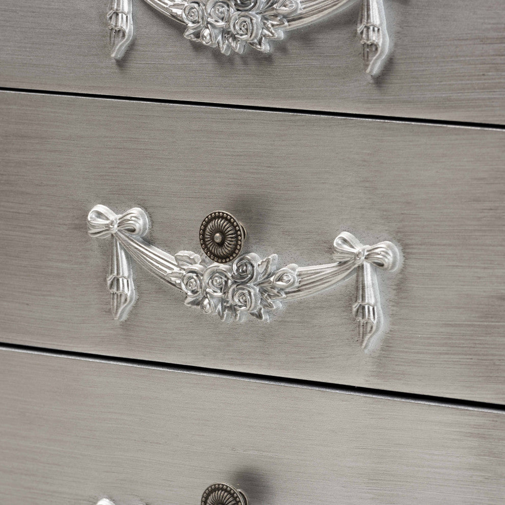 Eliya Traditional Brushed Silver Finished Wood 3-Drawer Storage Cabinet