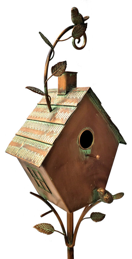 Antique Copper Saran Birdhouse Stake "Sherry"