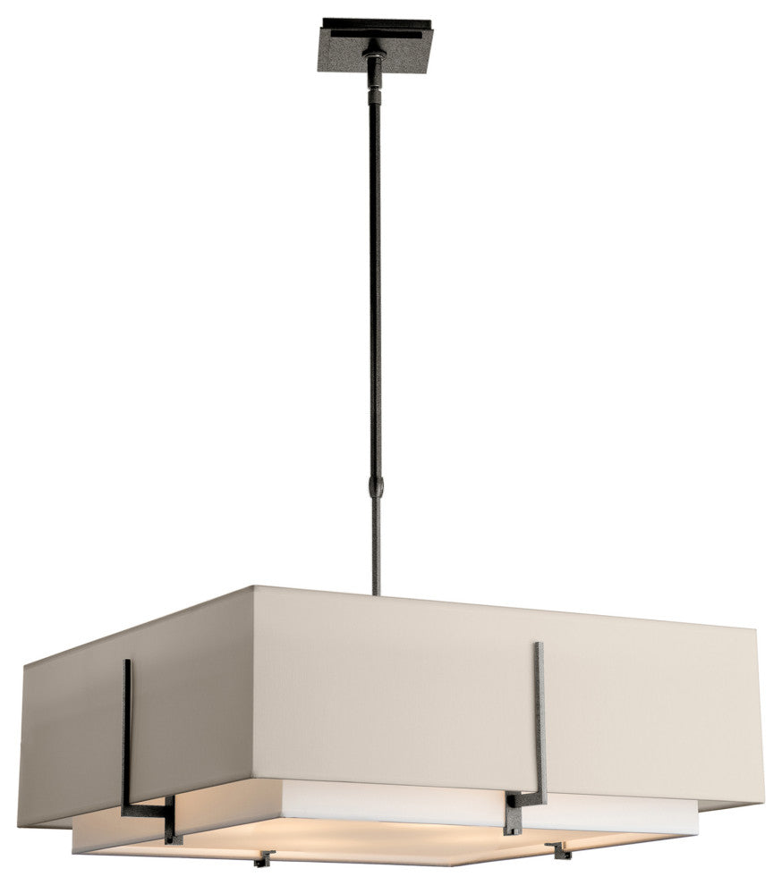 Exos Square Large Double Shade Pendant, Natural Anna Inner, Flax Outer