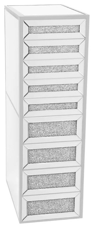 Slaystation Diamond Edition 9 Drawers Vanity Storage Unit, Silver