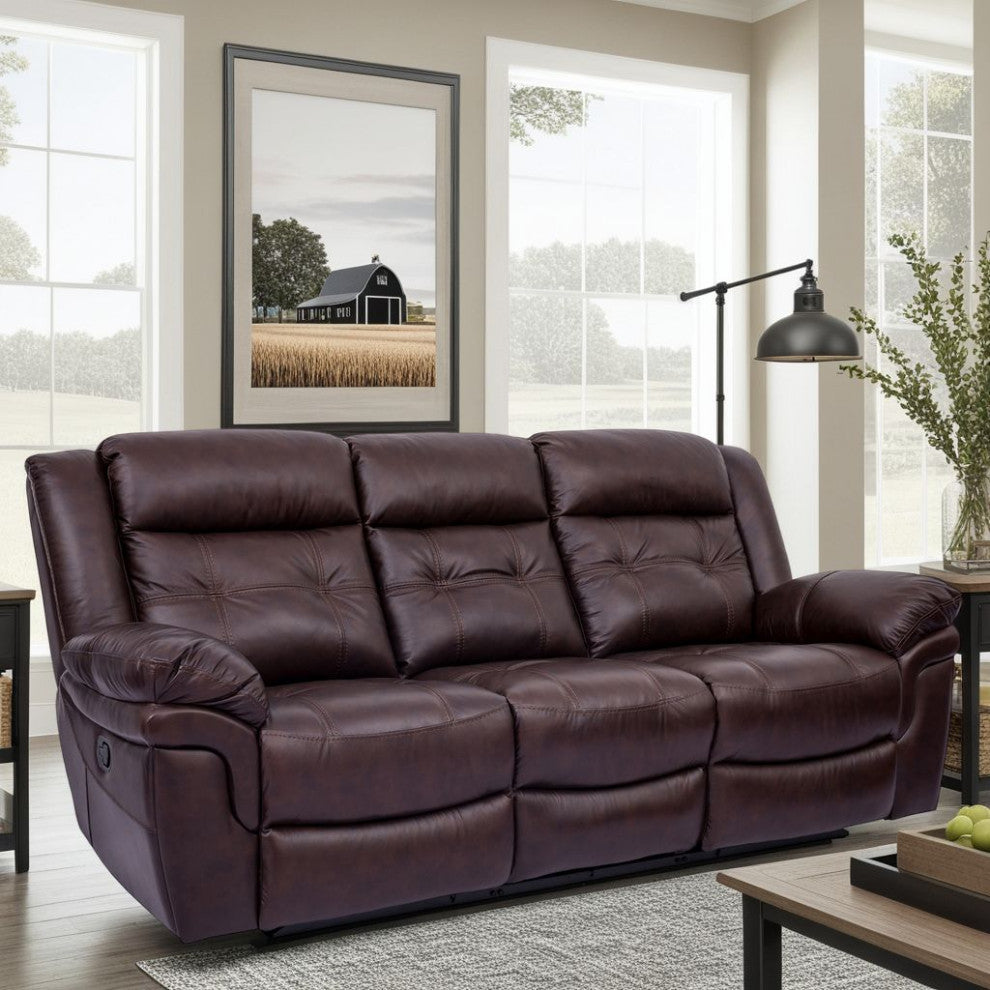 Marcel Manual Reclining Sofa, Dark Brown Genuine Leather
