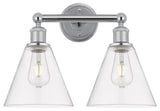 Berkshire 2-Light 17" Bath Vanity Light, Polished Chrome Finish, Clear Shade