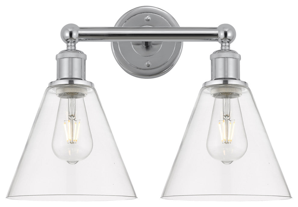 Berkshire 2-Light 17" Bath Vanity Light, Polished Chrome Finish, Clear Shade