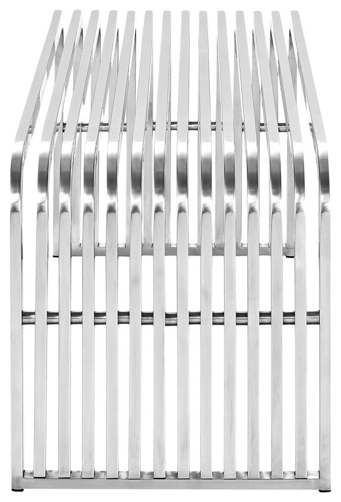 Pipe Stainless Steel Bench, Silver