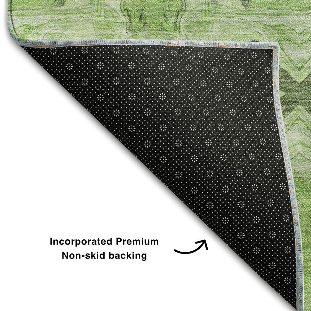 Premium Machine Washable Mayfield AMF564 Green 9' x 12' Rug