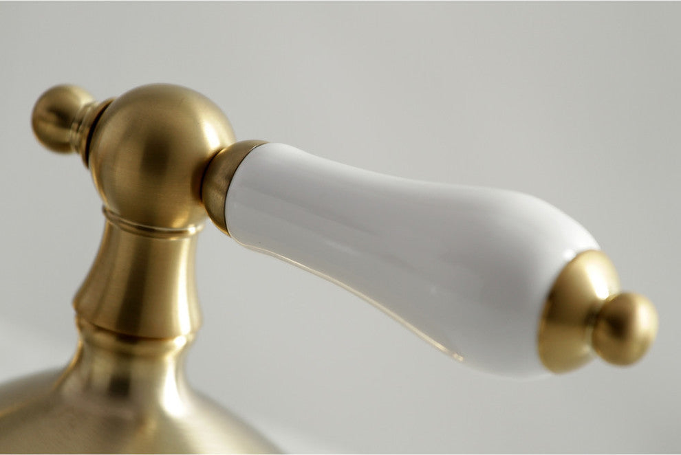 Kingston Brass Widespread Bathroom Faucet With Brass Pop-Up, Brushed Brass
