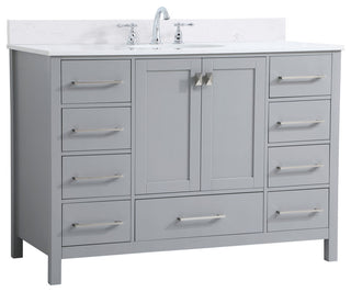 Iris 48" Single Bathroom Vanity, Gray With Backsplash