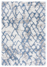Safavieh Horizon Shag Collection HZN894M Rug, Ivory/Blue, 2' X 3'