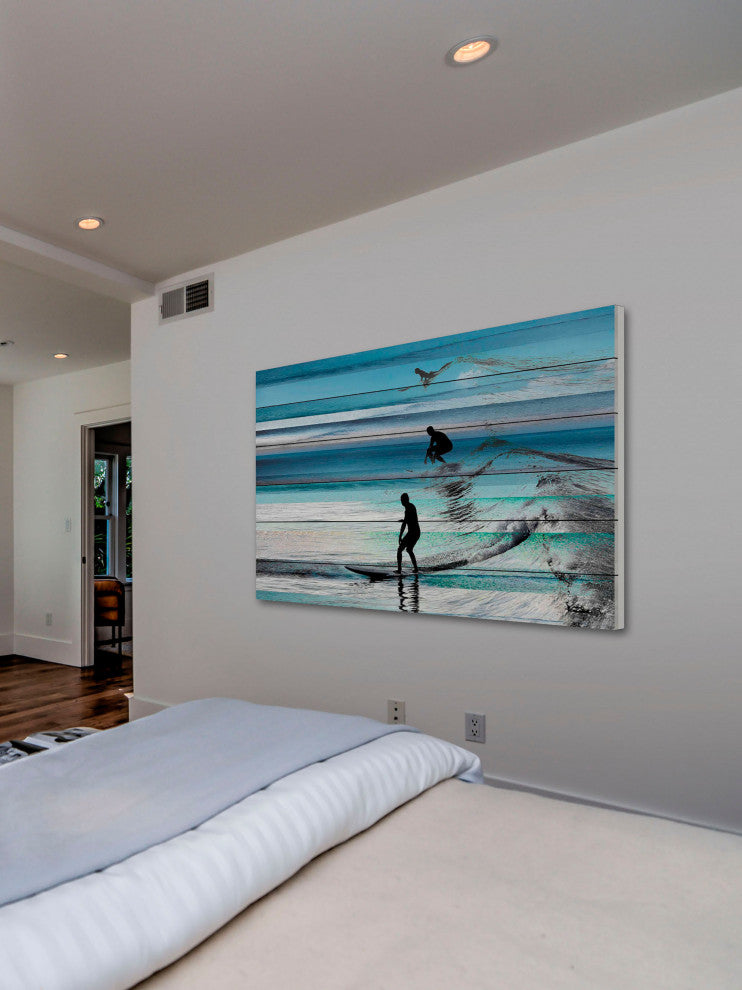 "Wave Jumping" Print on White Wood, 36"x24"