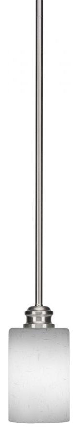 Edge 1-Light Stem Mini Pendant, Brushed Nickel/White Muslin