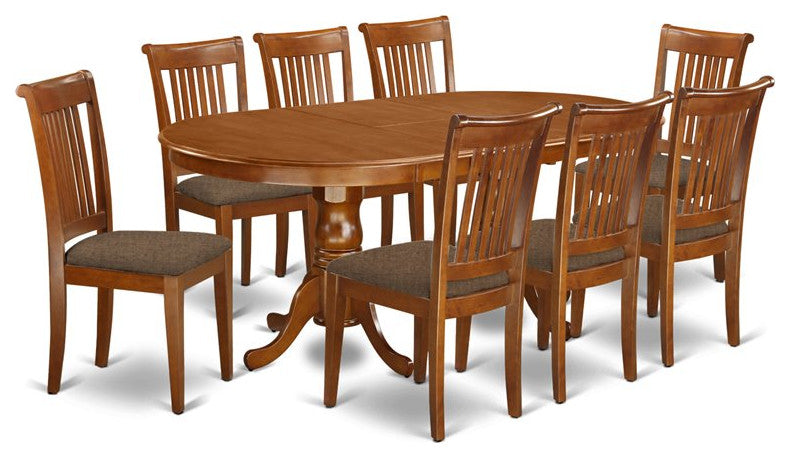 Plpo9-Sbr-C, 9-Piece Dining Room Set, Dining Table 8 Dining Chairs