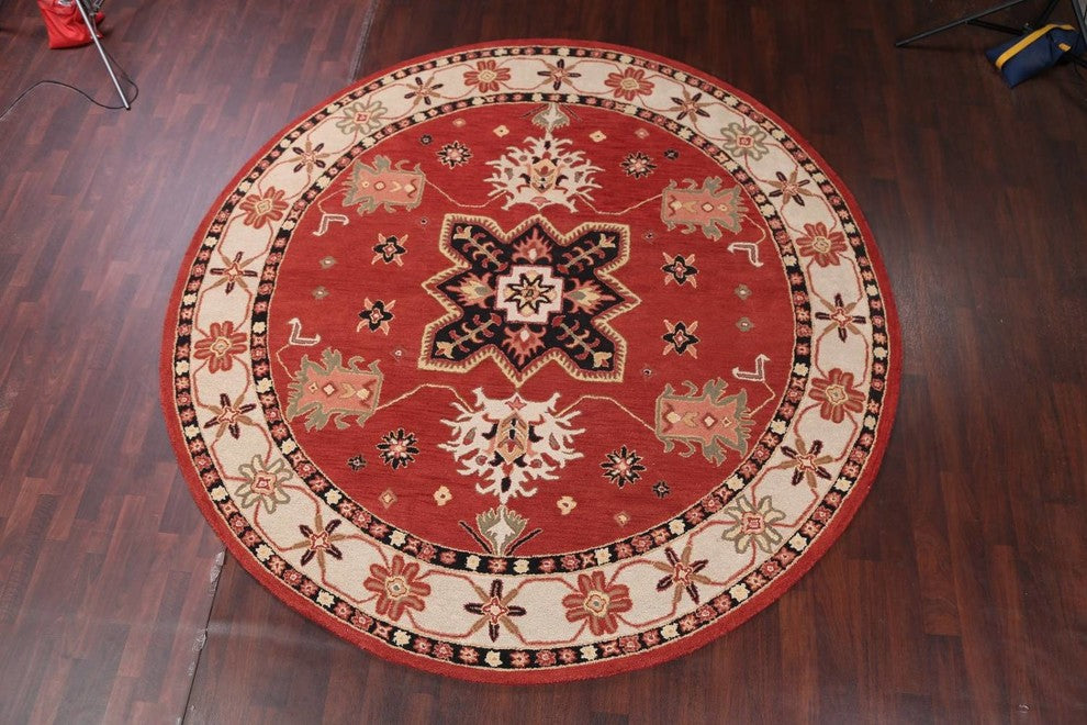 Hand-tufted Agra Oushak Oriental Wool Area Rug, Round 10'
