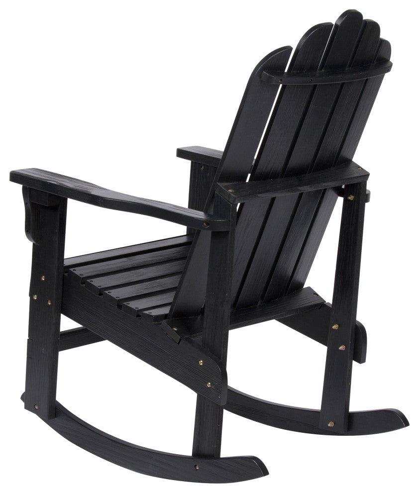 Shine Co. Marina II Cedar Wood Hydro-Tex Adirondack Rocking Chair Black 4659BK