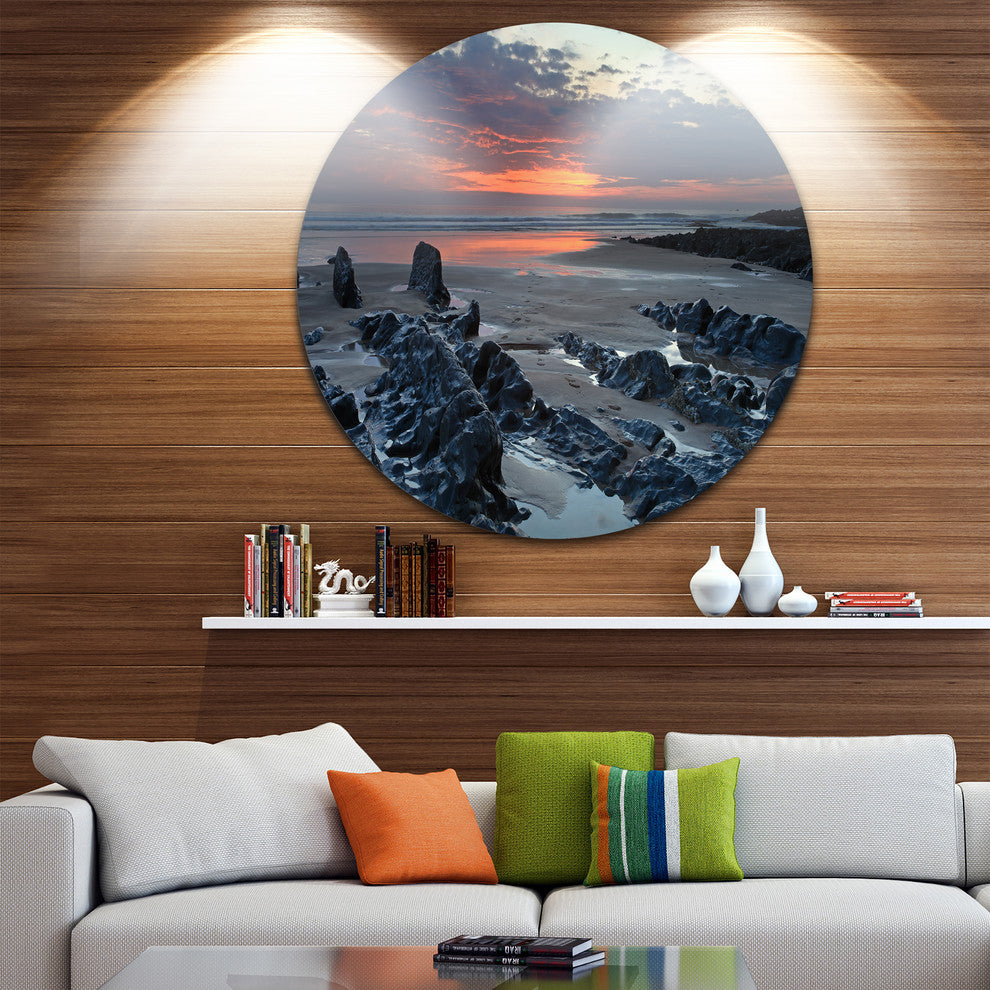 Woolacombe North Devon Sunset, Seascape Round Wall Art, 11"