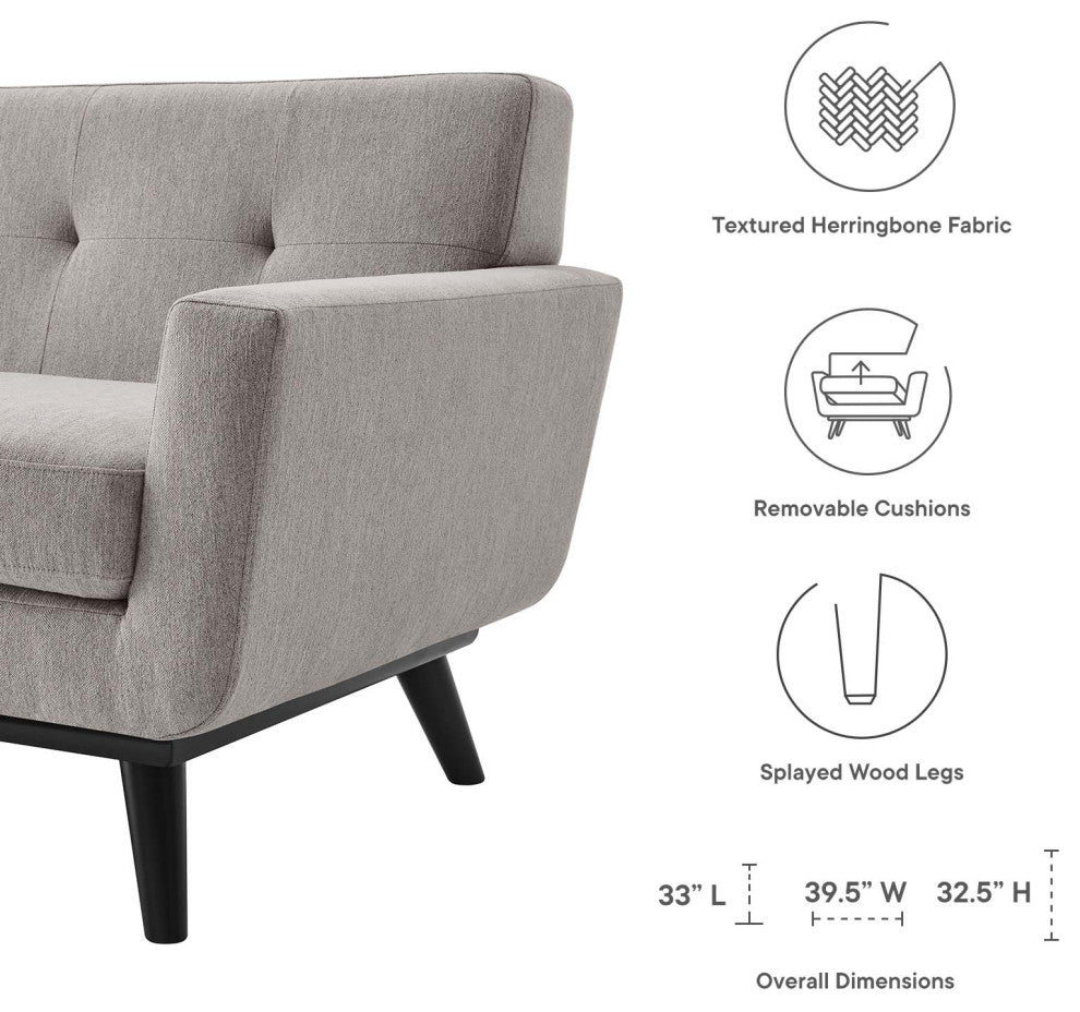 Armchair Accent Chair, Gray, Fabric, Modern, Mid Century Hotel Lounge Cafe