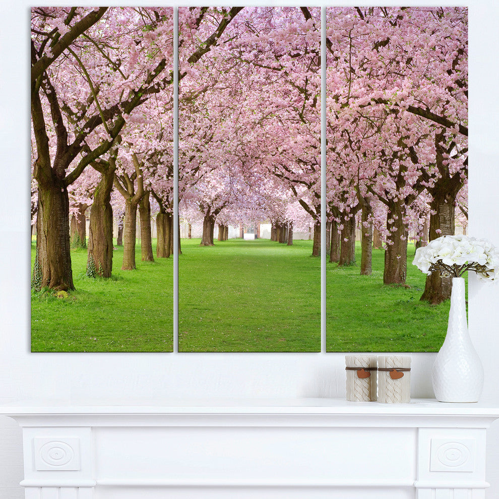 "Stunning Cherry Blossoms Plenitude" Metal Wall Art, 3 Panels, 36"x28"