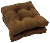 16" Solid Micro Suede Square Tufted Chair Cushions, Set of 2, Chocolate
