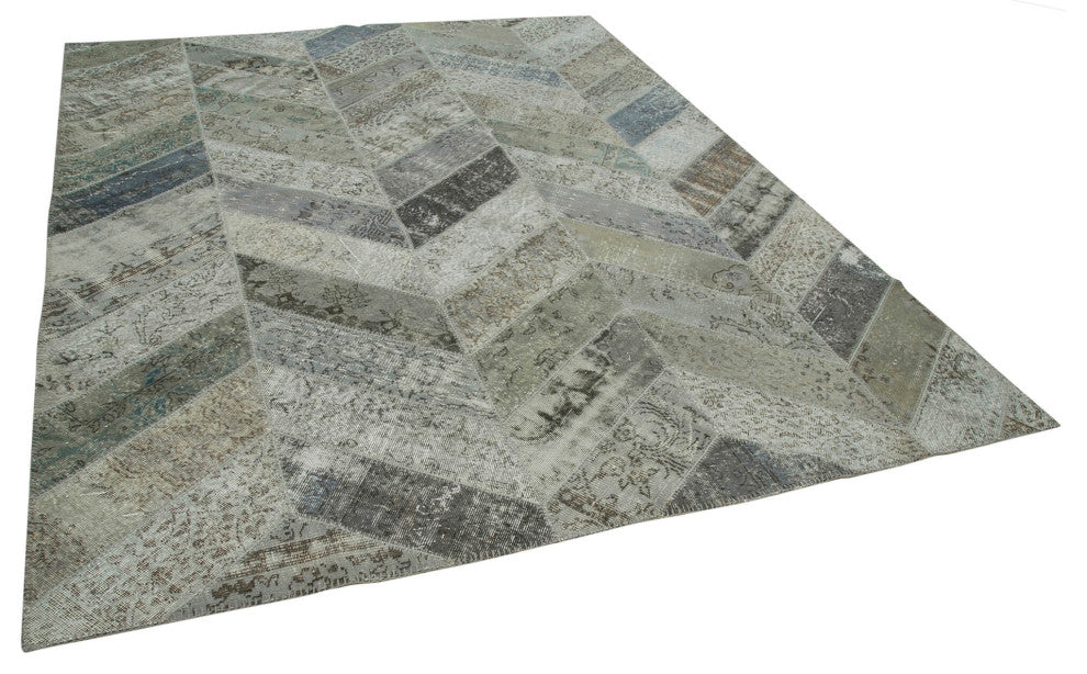 Rug N Carpet - Hand-Knotted Turkish 8' 0" x 10' 1" Unique Patchwork Area Rug