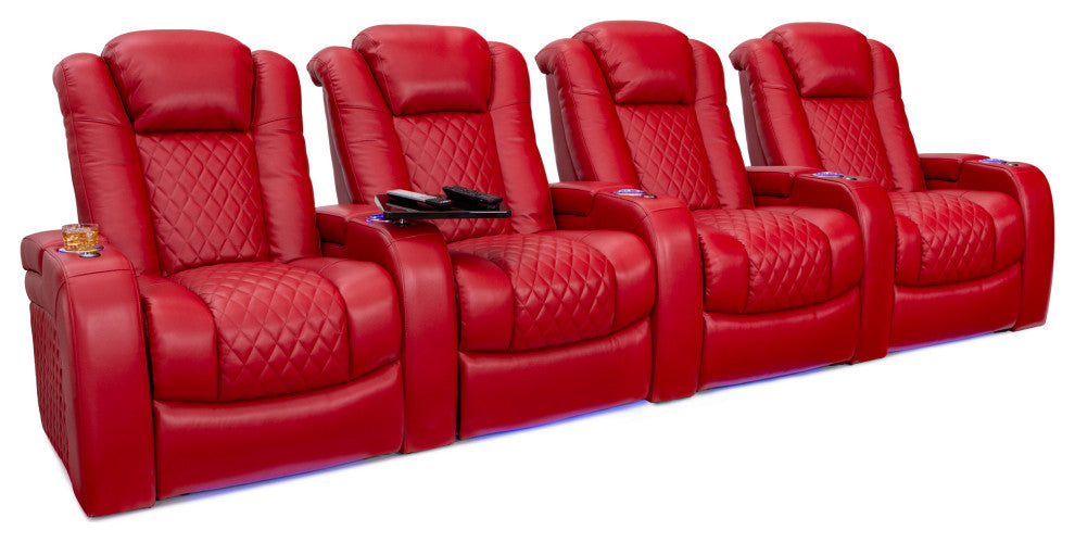 Seatcraft Capricorn Home Theater Seating, Red, Row of 4