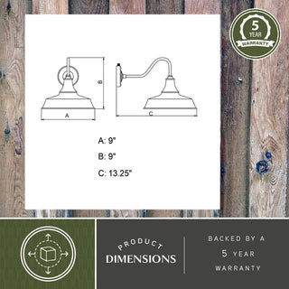 Dorado 1 Light Barn Outdoor Wall Lantern, Red/White, 9"x9"x13"