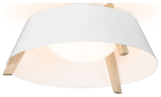 Casia 18" Flush Mount, White Washed Oak, Gloss White, 3500k Led