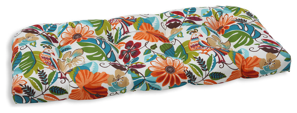 Lensing Jungle Wicker Loveseat Cushion, Off-White