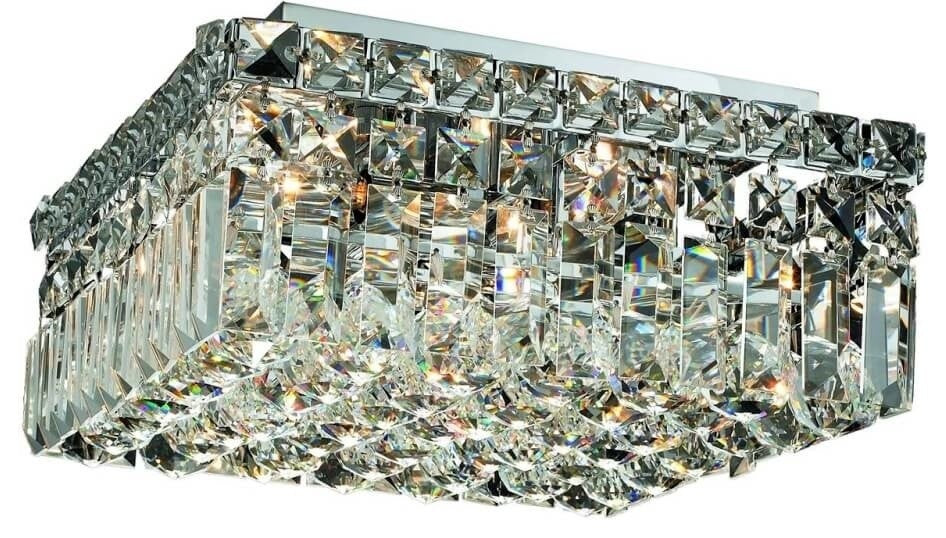 Cascade 12" Wide 4-Light Contemporary Square Small Flush Mount, Chrome