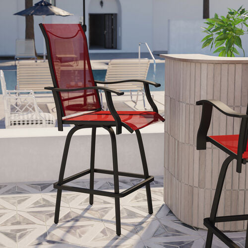 Outdoor Stool - 30 inch Patio Bar Stool / Garden Chair (Set of 2), Red