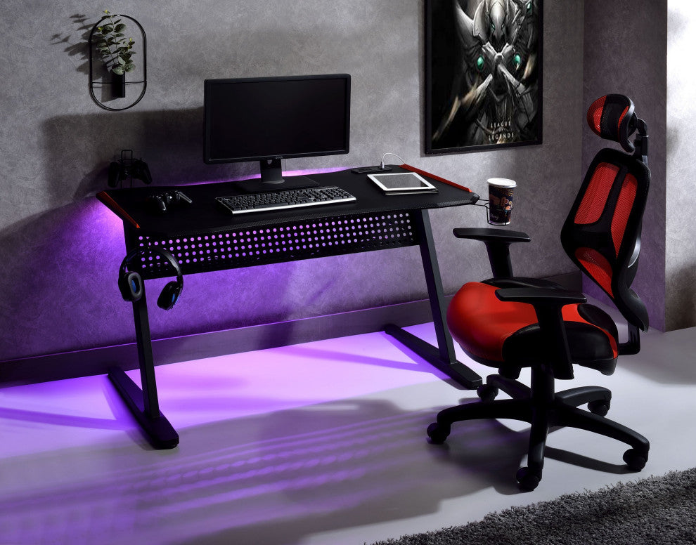 ACME Dragi Gaming Table With USB Port, Black and Red Finish