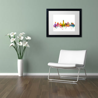 "Austin, Texas Skyline" Matted Framed Canvas Art by Michael Tompsett