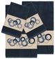 Linum Home Textiles Annabelle Embellished, Midnight Blue, Embellished Towel, 4-P