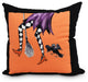 Fly Away Witch Orange Halloween Print Decorative Throw Pillow, 18"
