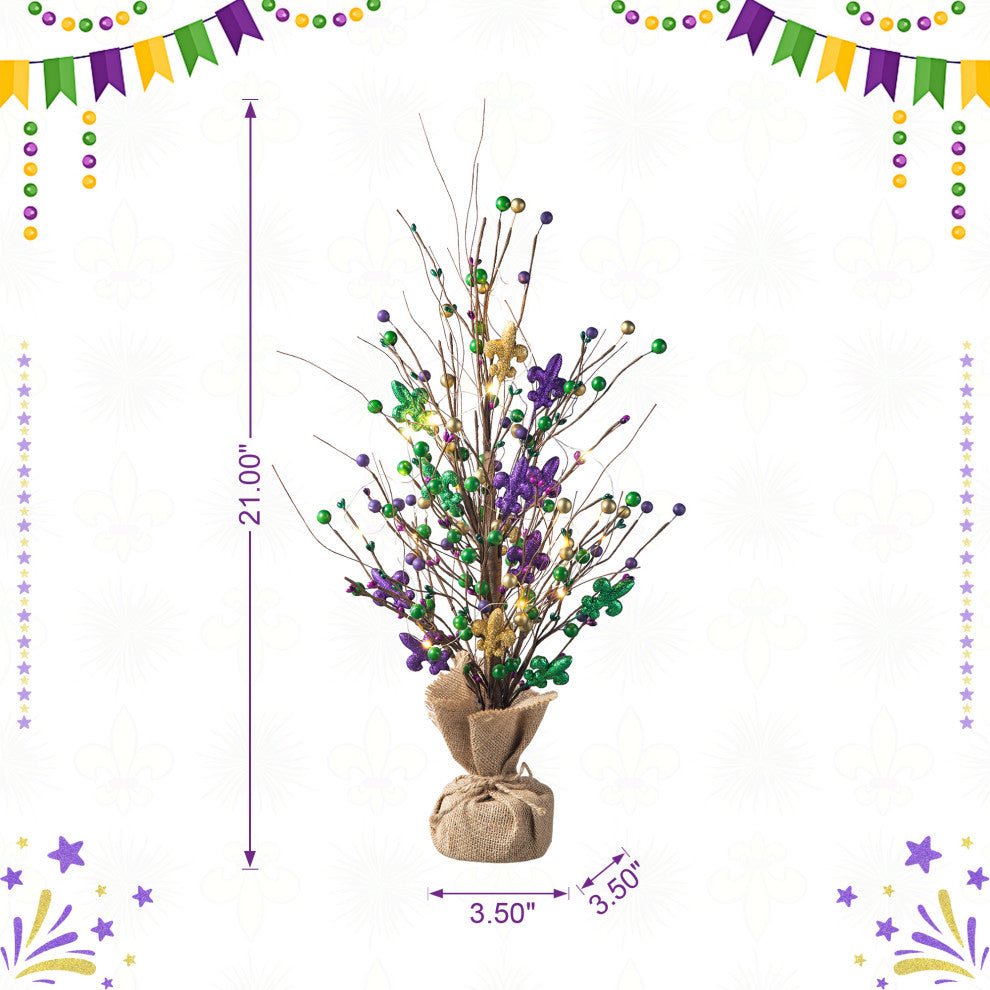 21"H Lighted Mardi Gras Table Tree