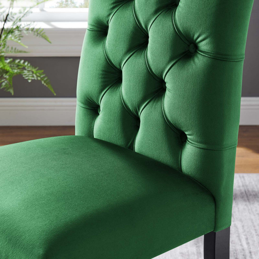 Side Dining Chair, Set of 2, Green, Velvet, Modern, Cafe Bistro Hospitality
