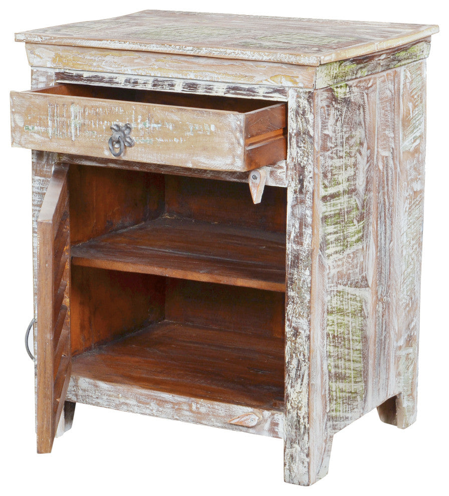 Cassidy 1-Drawer 1-Door Shutter Nightstand, White, Left