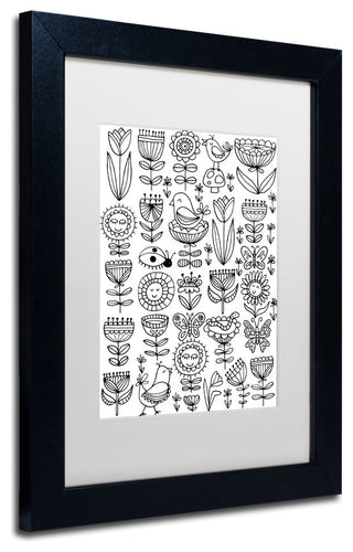 Elizabeth Caldwell 'Birds And Flowers' Art, Black Frame, White Mat, 11x14