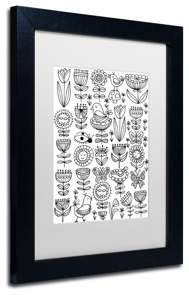 Elizabeth Caldwell 'Birds And Flowers' Art, Black Frame, White Mat, 11x14