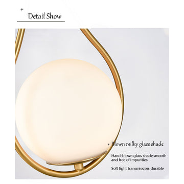 Modern Globe Wall Sconce Bath Vanity Wall Light Fixture Brass Finish, 2-Pack