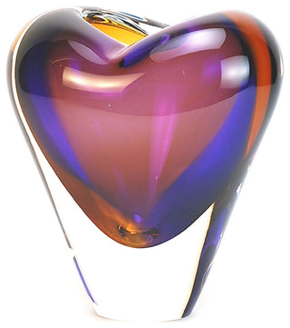 Murano Glass Design Cuore Crystal Vase Topaz Amethyst