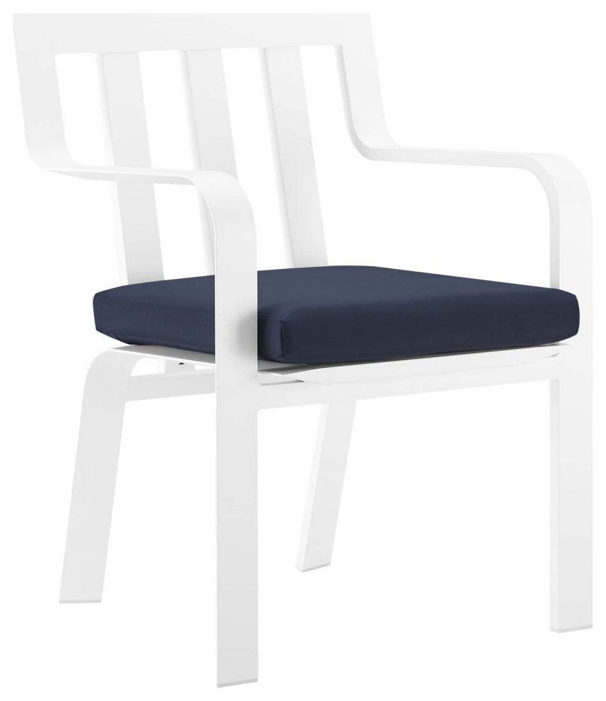 White Navy Baxley Stackable Outdoor Patio Aluminum Dining Armchair