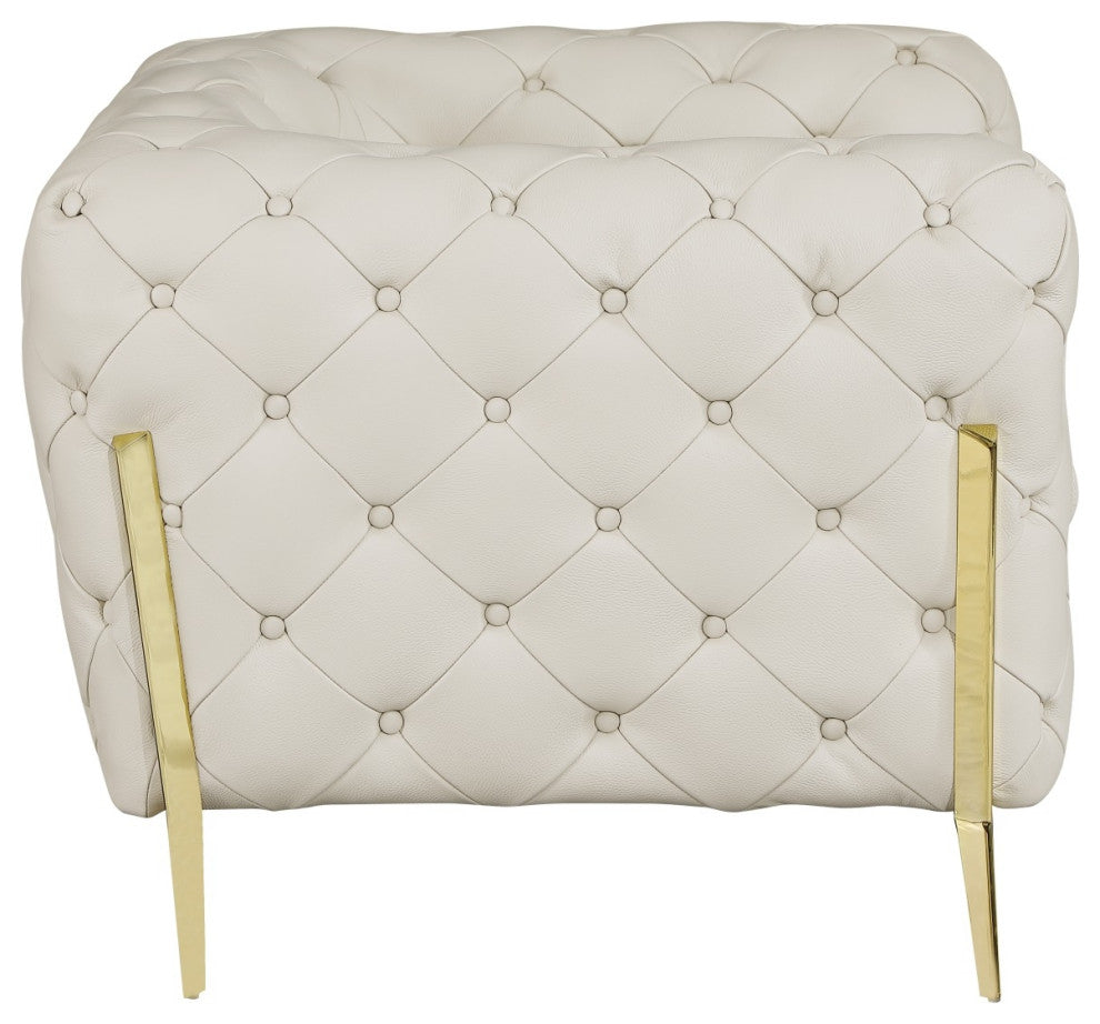 Angelica Italian Leather Accent Chair, Beige