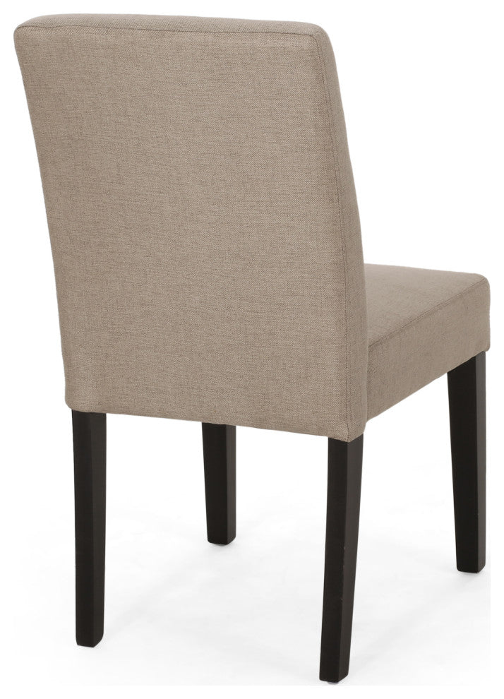 Kuna Contemporary Upholstered Dining Chair, Set of 2, Taupe/Espresso