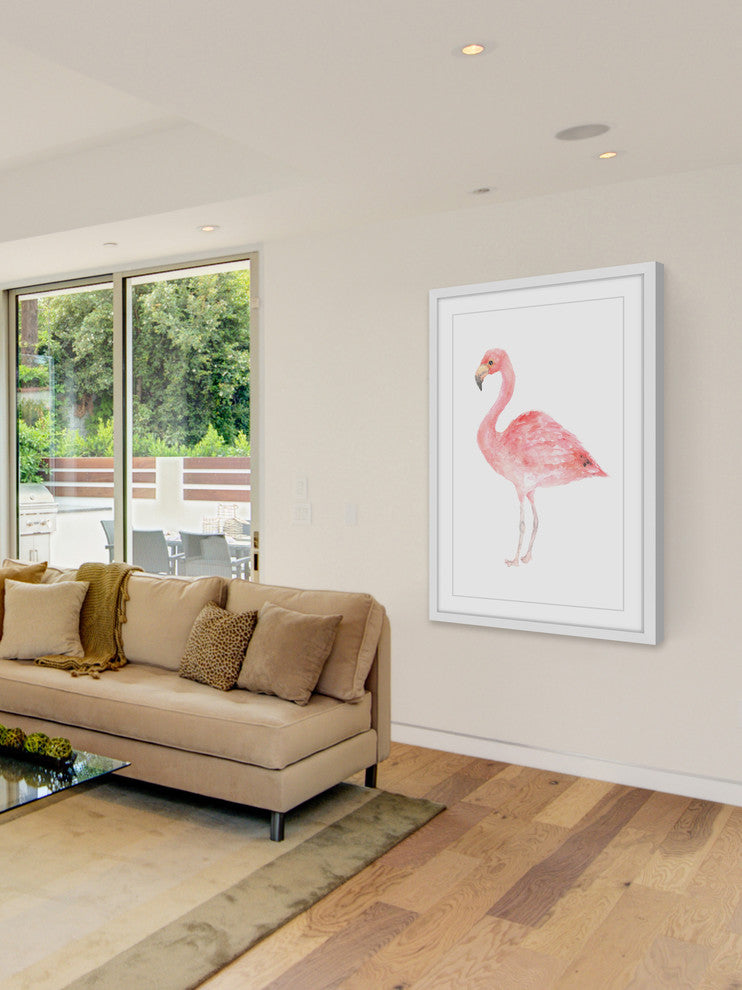Marmont Hill, "Pale Pink Flamingo" by Thimble Sparrow Framed Painting, 30x45
