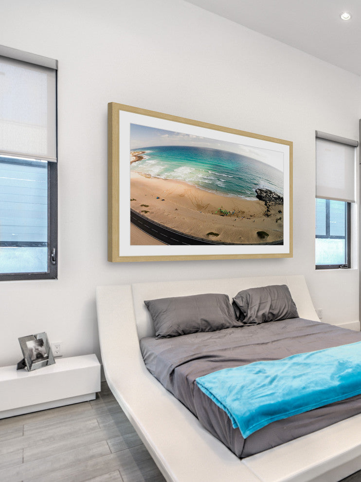 "Telescopic Beach View" Framed Print by Karolis Janulis